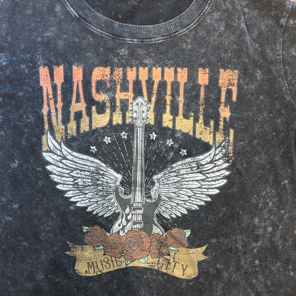 Maurices Black Graphic Nashville Tee with Orange & Yellow Print